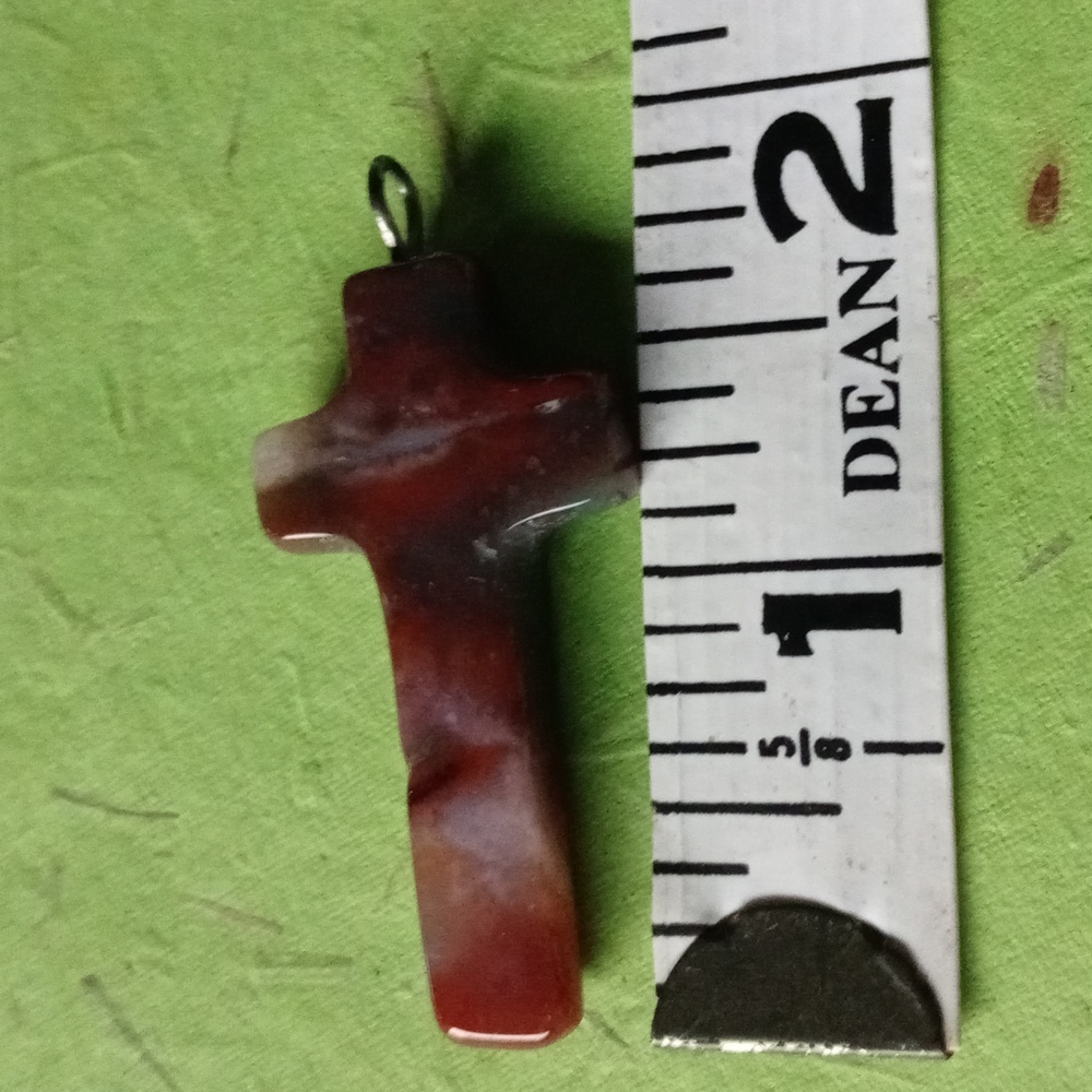 Brown Red Rutilated Quartz Cross Pendant - Picture 4 of 5